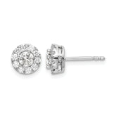 14k White Gold 3/4 carat Lab Grown Diamond VS/SI+ G+ Round Halo Post Earrings