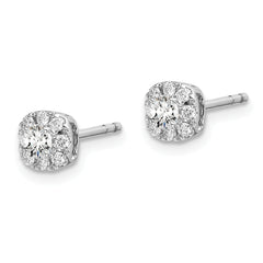 14k White Gold 1/3 carat Lab Grown Diamond VS/SI+ G+ Complete Cushion Halo Post Earrings