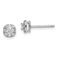 14k White Gold 1/3 carat Lab Grown Diamond VS/SI+ G+ Complete Cushion Halo Post Earrings