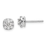 14k White Gold 1/2 carat Lab Grown Diamond VS/SI+ G+ Complete Cushion Halo Post Earrings