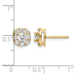 14k 1 carat Lab Grown Diamond VS/SI+ G+ Complete Cushion Halo Post Earrings
