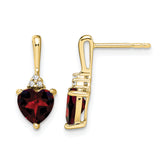 10k Garnet and Diamond Heart Earrings
