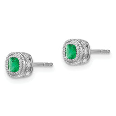 10k White Gold Emerald and Diamond Earrings
