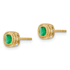 10k Emerald and Diamond Earrings