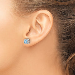 10k White Gold Cushion Blue Topaz Earrings