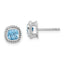 10k White Gold Cushion Blue Topaz Earrings