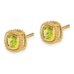 10k Cushion Peridot Earrings