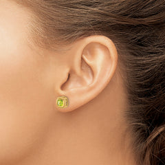 10k Cushion Peridot Earrings