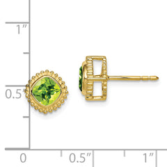 10k Cushion Peridot Earrings