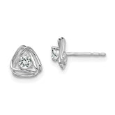 14K White Gold Lab Grown VS/SI+ G+ Dia Knot Post Earrings