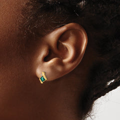 10k Yellow Gold Cushion Cr. Alexandrite and Diamond Earrings