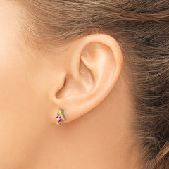 10k Yellow Gold Cushion Cr. Pink Sapphire and Diamond Earrings