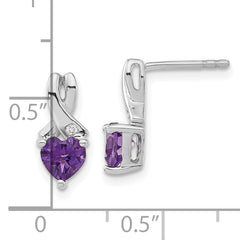 Sterling Silver Rhodium-plated Amethyst and Diamond Earrings
