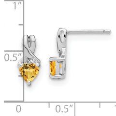 Sterling Silver Rhodium-plated Citrine and Diamond Earrings