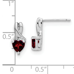 Sterling Silver Rhodium-plated Garnet and Diamond Earrings