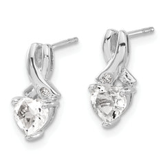 Sterling Silver Rhodium-plated White Topaz and Diamond Earrings