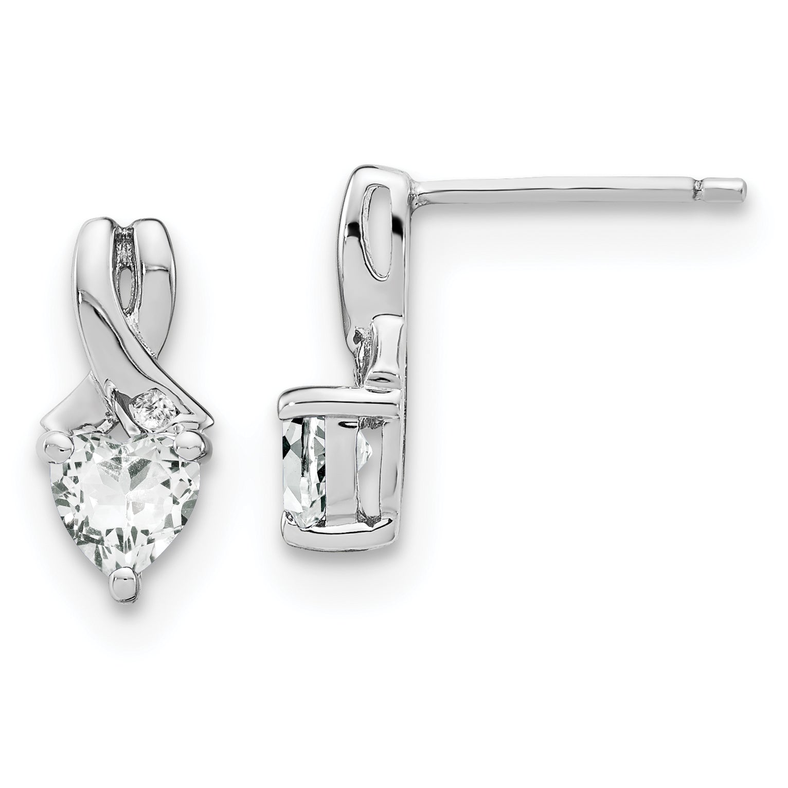 Sterling Silver Rhodium-plated White Topaz and Diamond Earrings