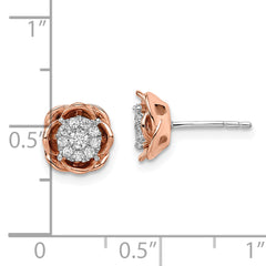 14k Two-Tone 1/4 carat Lab Grown Diamond VS/SI+ G+ Cluster Flower Post Earrings