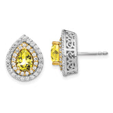 14K Two-Tone Lab Grown VS/SI+ G+ Dia & Created Yellow Sapphire Earrings