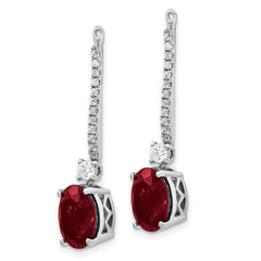 14k White Gold 1/2 carat Lab Grown Diamond VS/SI+ G+ and Lab Created Ruby Earring Jackets