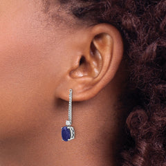 14k White Gold 1/2 carat Lab Grown Diamond VS/SI+ G+ and Lab Created Blue Sapphire Earring Jackets
