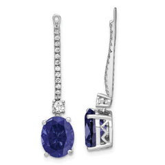 14k White Gold 1/2 carat Lab Grown Diamond VS/SI+ G+ and Lab Created Blue Sapphire Earring Jackets