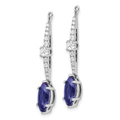 14k White Gold 1/2 carat Lab Grown Diamond VS/SI+ G+ and Lab Created Blue Sapphire Earring Jackets