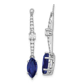 14k White Gold 1/2 carat Lab Grown Diamond VS/SI+ G+ and Lab Created Blue Sapphire Earring Jackets