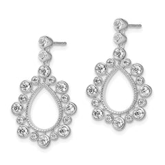 14k White Gold 1 1/8 carat Lab Grown Diamond VS/SI+ G+ Teardrop Bezel Post Dangle Earrings
