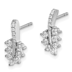 14k White Gold 3/8 carat Lab Grown Diamond VS/SI+ G+ Complete Leaf Post Earrings