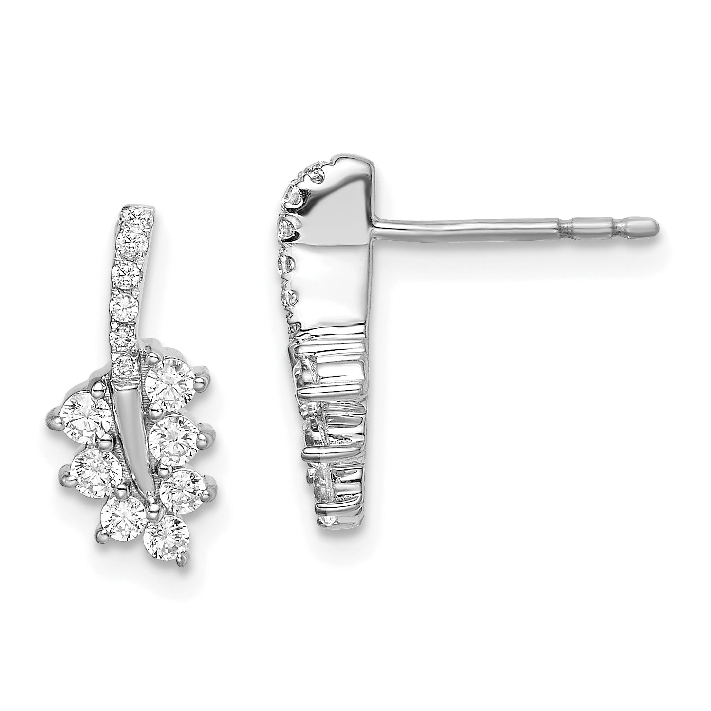 14k White Gold 3/8 carat Lab Grown Diamond VS/SI+ G+ Complete Leaf Post Earrings