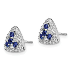 14k White Gold 3/8 carat Lab Grown Diamond VS/SI+ G+ and Created Sapphire Complete Triangle Post Earrings