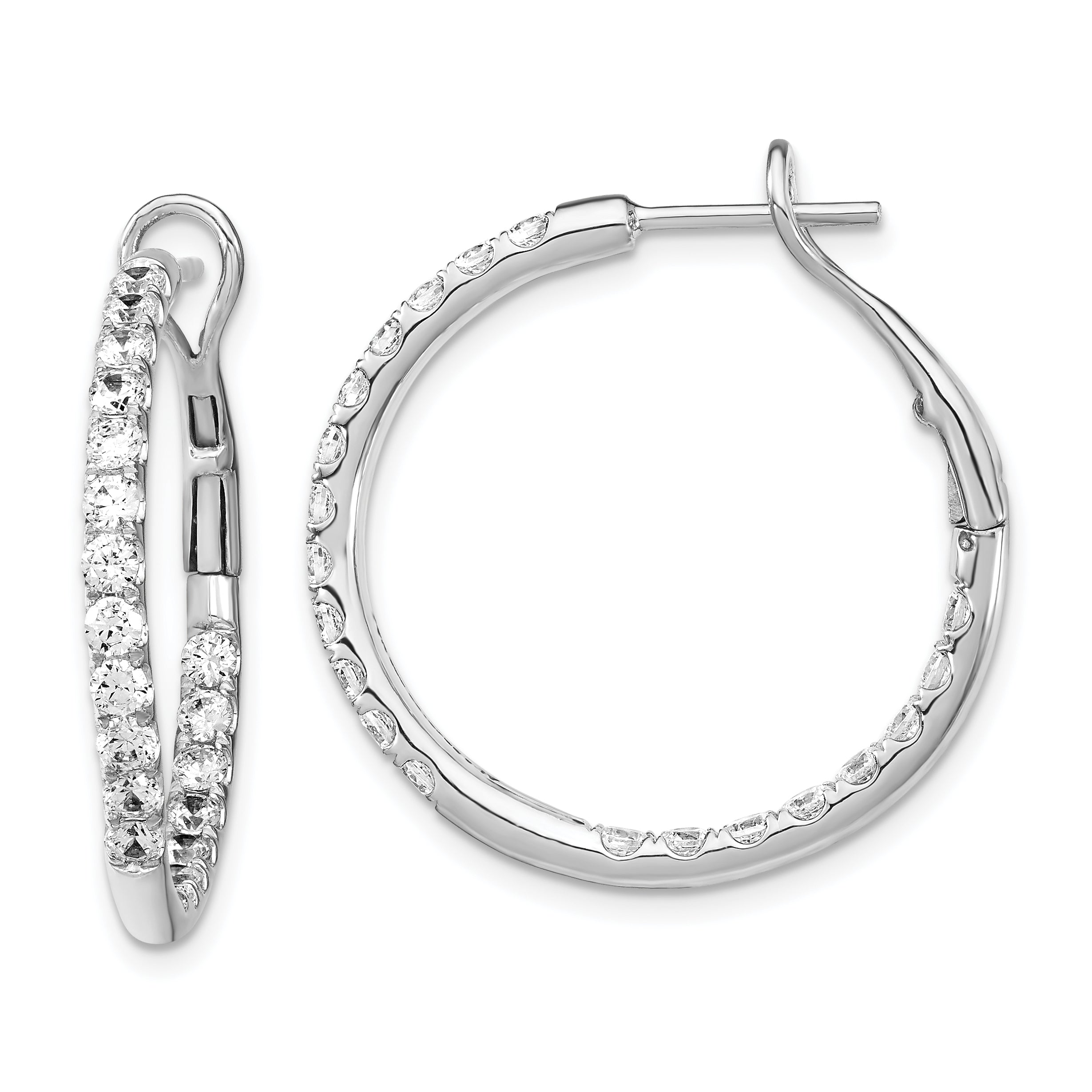 14k White Gold 2 carat Lab Grown Diamond VS/SI+ G+ Complete In and Out Hoop Earrings