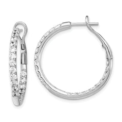14k White Gold 2 carat Lab Grown Diamond VS/SI+ G+ Complete In and Out Hoop Earrings