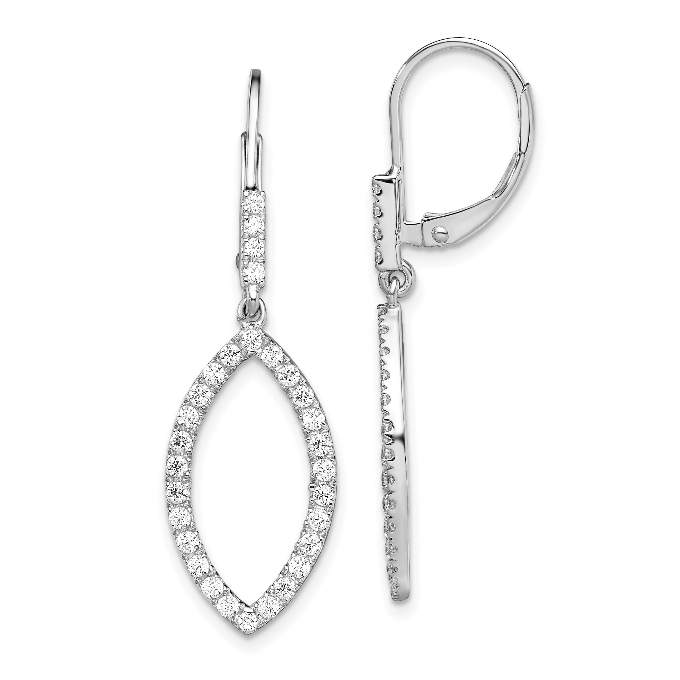 14k White Gold 3/4 carat Lab Grown Diamond VS/SI+ G+ Complete Fashion Dangle Leverback Earrings