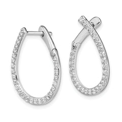14k White Gold 3/4 carat Lab Grown Diamond VS/SI+ G+ Complete Hinged Hoop Earrings