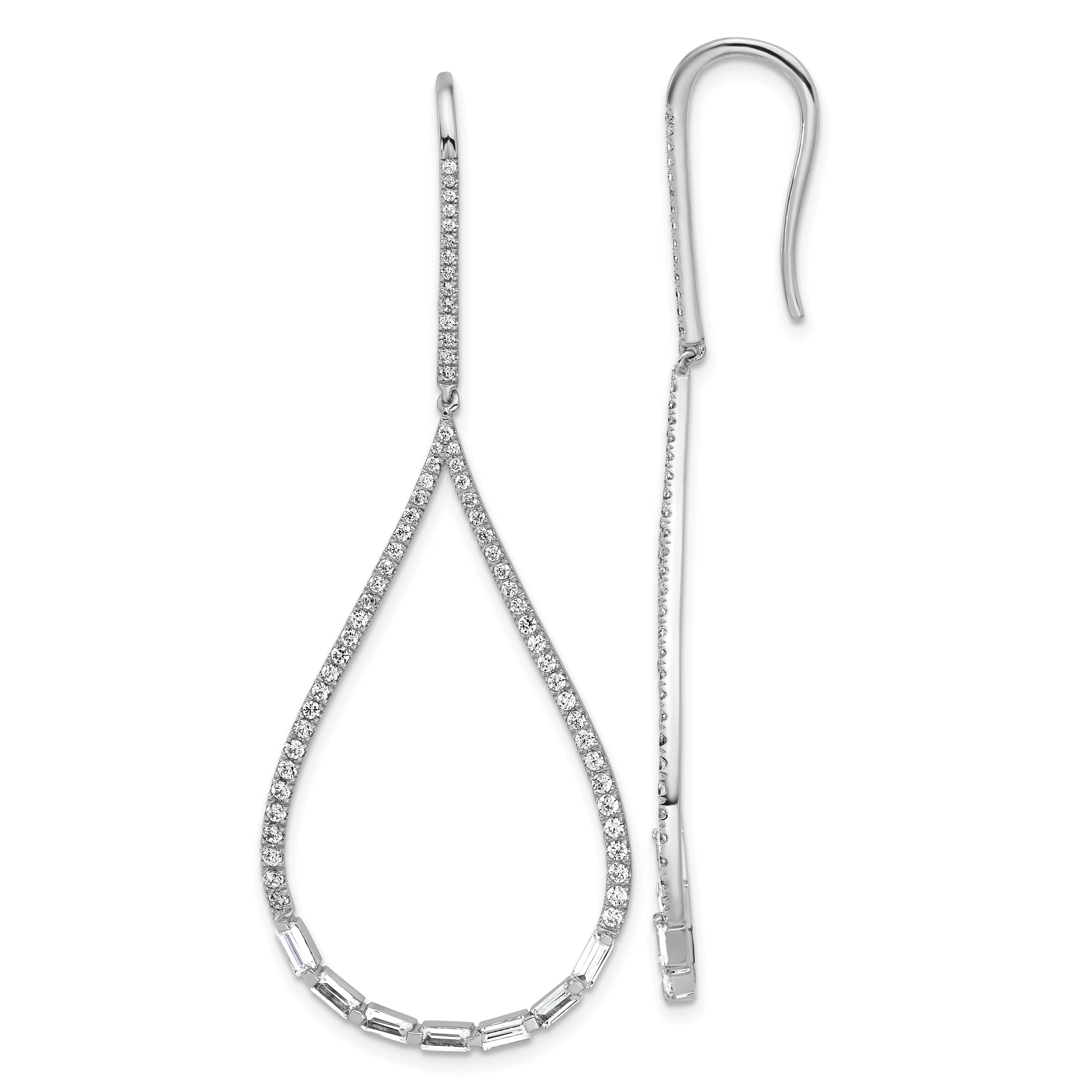 14k White Gold 1 3/4 carat Lab Grown Diamond VS+ F+ Complete Fashion Teardrop Drop Dangle Earrings