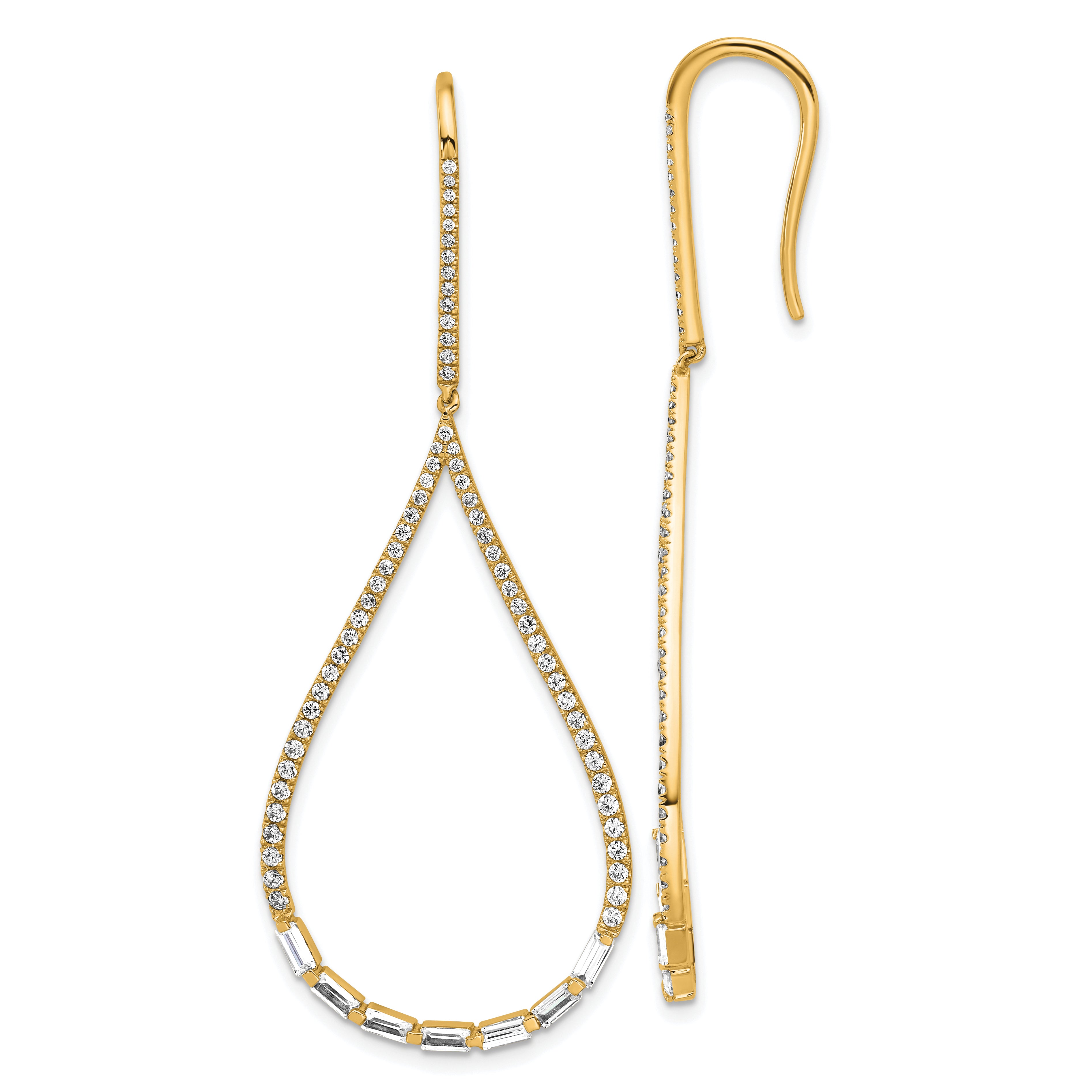 14k 1 3/4 carat Lab Grown Diamond VS+ F+ Complete Fashion Teardrop Drop Dangle Earrings