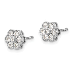 14k White Gold 1/2 carat Lab Grown Diamond VS/SI+ G+ Complete Floral Post Earrings