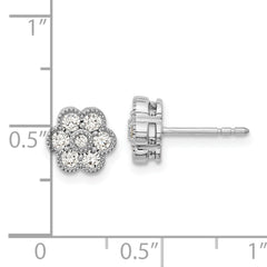14k White Gold 1/2 carat Lab Grown Diamond VS/SI+ G+ Complete Floral Post Earrings