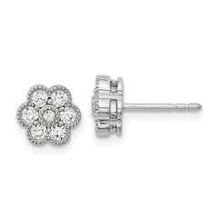 14k White Gold 1/2 carat Lab Grown Diamond VS/SI+ G+ Complete Floral Post Earrings
