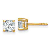 14K Yellow Gold 1 1/2 ct Lab-Created Diamond VS/SI+ G+, Cushion-Cut 4-Prong Stud Earrings