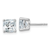 14k White Gold 3 carat Lab Grown Diamond VS/SI+ G+ Cushion Complete Four Prong Stud Earrings