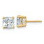 14K Yellow Gold 3 ct Lab-Created Diamond VS+ F+, Cushion-Cut 4-Prong Stud Earrings