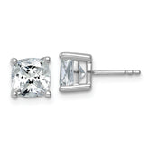 14k White Gold 4 carat Lab Grown Diamond VS+ F+ Cushion Complete Four Prong Stud Earrings