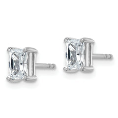 14k White Gold 1 carat Certified Lab Grown Diamond VS+ F+ Radiant Complete Four Prong Stud Earrings