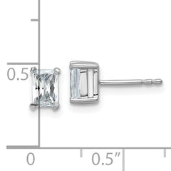 14k White Gold 1 carat Certified Lab Grown Diamond VS+ F+ Radiant Complete Four Prong Stud Earrings