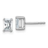 14K White Gold 1 ct Lab-Created Diamond VS/SI+ G+, Octagon / Radiant-Cut 4-Prong Stud Earrings