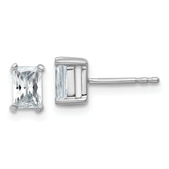 14k White Gold 1 carat Certified Lab Grown Diamond VS+ F+ Radiant Complete Four Prong Stud Earrings