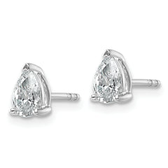 14k White Gold 3/4 carat Lab Grown Diamond VS/SI+ G+ Complete Pear Three Prong Stud Earrings